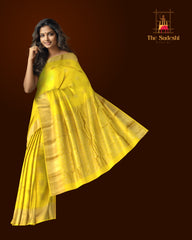 Light Yellow Kanchipuram Silk Saree with Intricate Motifs