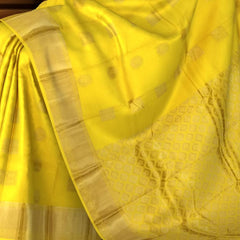 Light Yellow Kanchipuram Silk Saree with Intricate Motifs