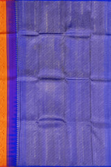 Fanta Orange Kanchipuram Silk Saree with Borderless Vertical Jaquard Pattern