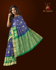 Green Kanchipuram Silk Saree with Annam Bhutta and Elephant Motif Border