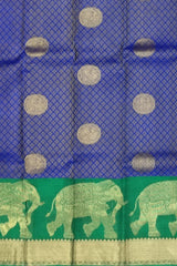Green Kanchipuram Silk Saree with Annam Bhutta and Elephant Motif Border