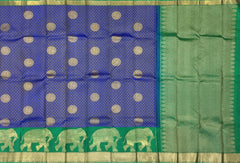 Green Kanchipuram Silk Saree with Annam Bhutta and Elephant Motif Border