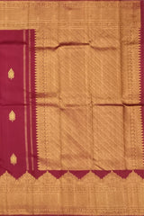 Maroon Kanchipuram Silk Saree with Elephant Turning Border and Bhutta Work