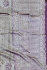 Purple Vertical Jacquard Kanchipuram Silk Saree with Floral Border