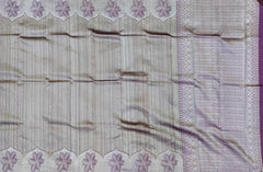 Purple Vertical Jacquard Kanchipuram Silk Saree with Floral Border