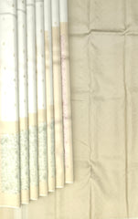 Offwhite Kanchipuram Silk Saree with Meenakari Floral Border and Tear-Shaped Bhuttas