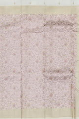 Offwhite Kanchipuram Silk Saree with Meenakari Floral Border and Tear-Shaped Bhuttas