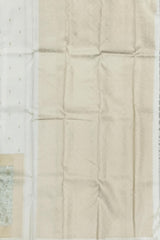 Offwhite Kanchipuram Silk Saree with Meenakari Floral Border and Tear-Shaped Bhuttas