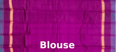Pretty Pink Kanchipuram Silk Saree with Horizontal Lines & Dark Purple Accents - Contemporary Grace