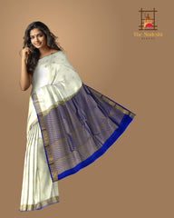 Pastel Lavender Kanchipuram Silk Saree with Silver Zari Border and Pallu