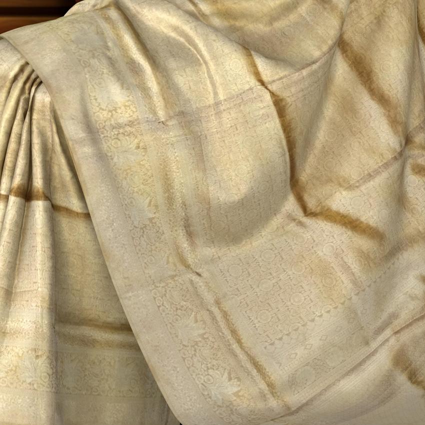 Beige Self Brocade Kanchipuram Silk Saree