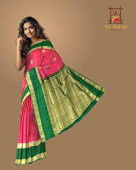 Peach & Pink Butta Kanchipuram Silk Saree