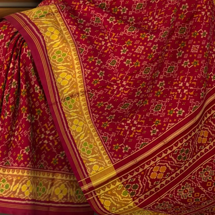 Red Maroon Navratna Regular Rajkot Patola Saree