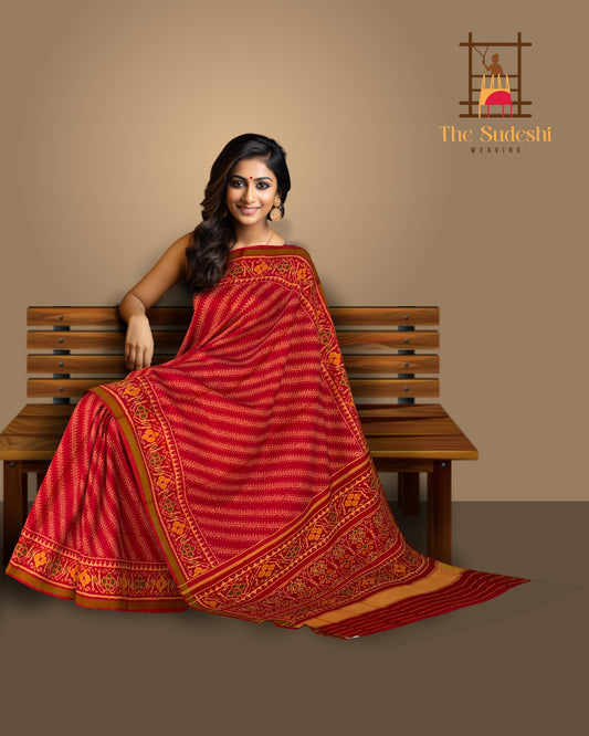 Red Gajri Laheriya Regular Rajkot Patola Saree