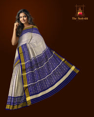 Off White Navy Tussor Galo Regular Rajkot Patola Saree