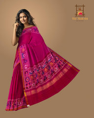 Red Pink Galo Semi Patan Saree