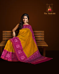 Yellowish Orange Pink Muster Skirt Semi Patan Saree