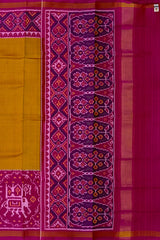 Yellowish Orange Pink Muster Skirt Semi Patan Saree