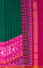 Green Pink Bottle Green Skurt Semi Patan Saree