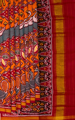 Mixed Orange Tal 8 Figure Semi Patan Saree