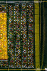 Yellow Green Navratna Semi Patan Saree