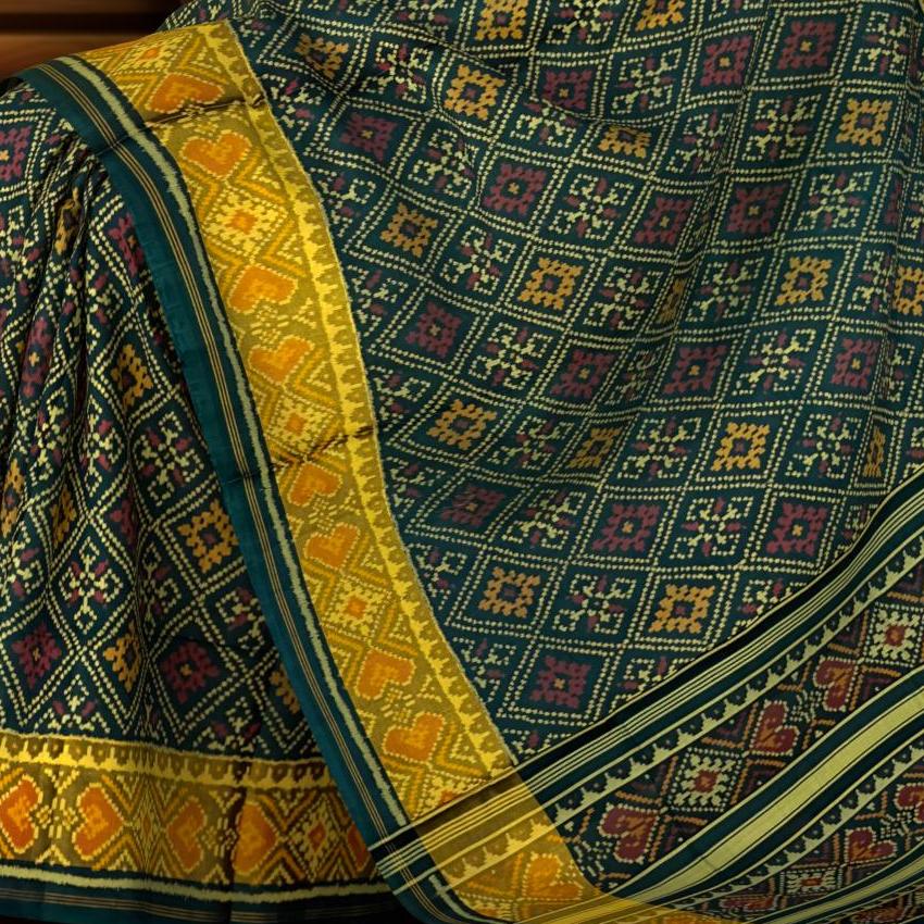 Dark Rama Chanda Bhat Patola Saree