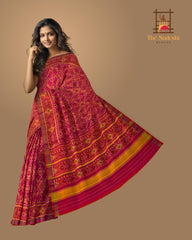 Orange Pink Manekchowk Patola Saree