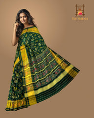 Green Spaced Hathi Popat Patola Saree