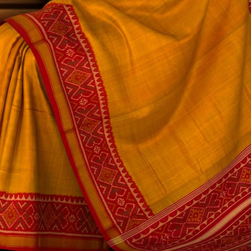 Red Mustard Galo Patola Saree