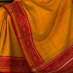 Red Mustard Galo Patola Saree