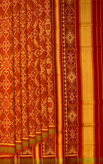 Orange Red Manekchowk Patola Saree