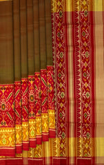 Red Maroon Green Skirt Border Patola Saree