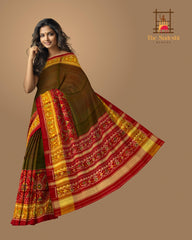 Red Maroon Green Skirt Border Patola Saree