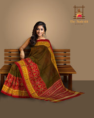 Red Maroon Green Skirt Border Patola Saree