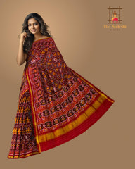 Coffee Maroon Diamond Hathipoat Patola Saree