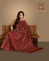 Coffee Maroon Diamond Hathipoat Patola Saree