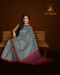 Pink Sky Blue Navratna Patola Saree