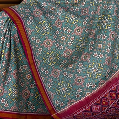 Pink Sky Blue Navratna Patola Saree