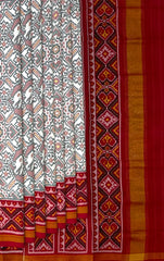 Maroon Off White Manekchowk Navratna Hathi Patola Saree