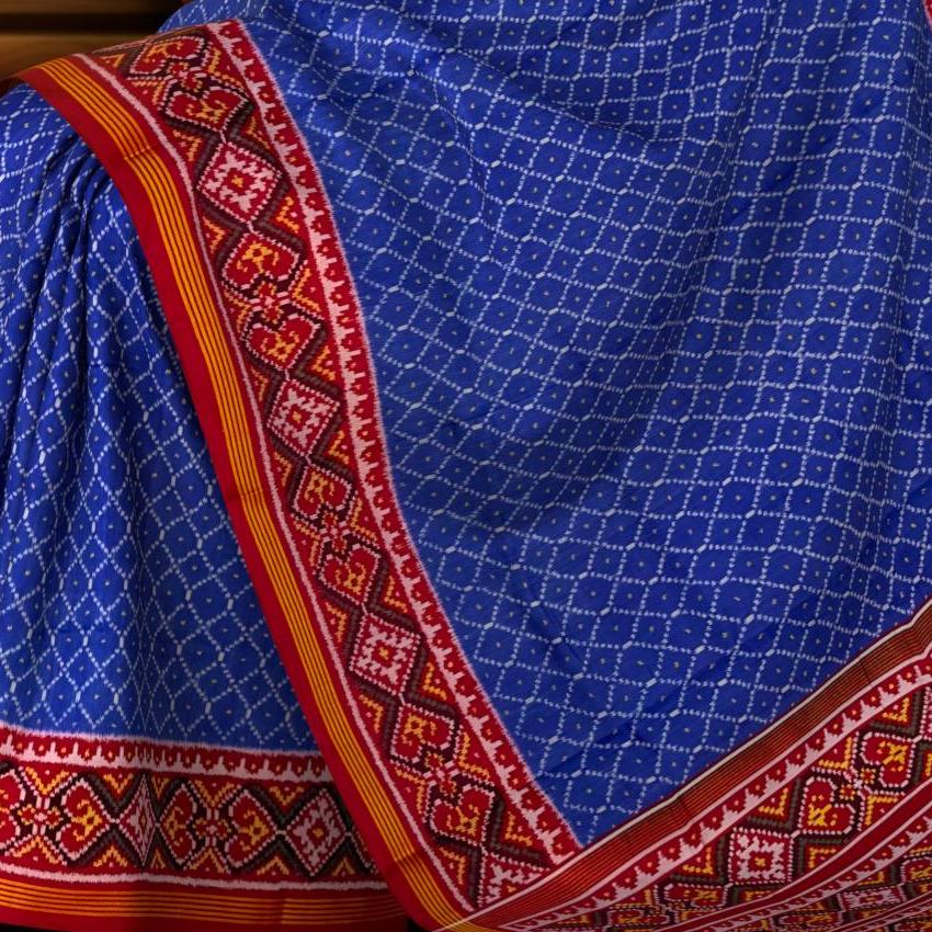 Maroon Light Blue Daliyabhat Patola Saree