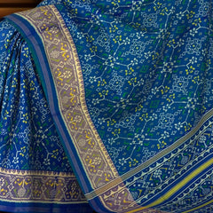 Green Blue Single Ikat Rajkot Patola Saree with Navratna Design