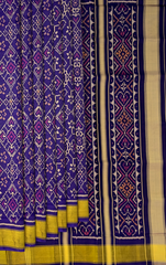 Dark Purple Single Ikat Rajkot Patola Saree with Panchanda and Navratna Design