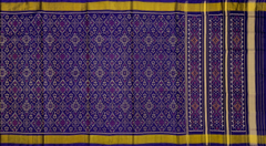 Dark Purple Single Ikat Rajkot Patola Saree with Panchanda and Navratna Design