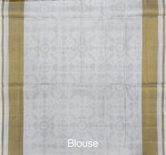 Off White Single Ikat Rajkot Patola Saree with Manekchowk Design