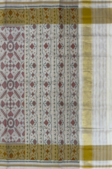 Off White Single Ikat Rajkot Patola Saree with Manekchowk Design