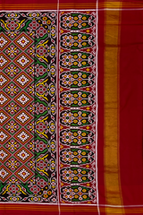 Maroon Double Ikat Patola Saree with Chanda Bhat and Tri Phool Design