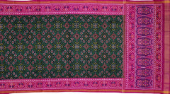 Pink Green Single Ikat Semi Patan Patola Saree