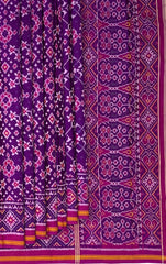 Wine Color Single Ikat Semi Patan Patola Saree