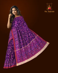 Wine Color Single Ikat Semi Patan Patola Saree