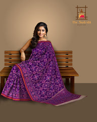 Wine Color Single Ikat Semi Patan Patola Saree